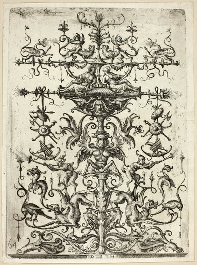 Ornament z arabeskami, 1526/30, druk 1684 autorstwa Daniel Hopfer