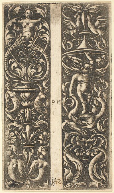 Ornament z syrenami i Ornament z geniuszem autorstwa Daniel Hopfer