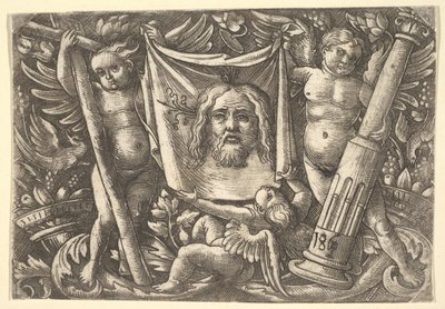 Sudarium w rękach dwóch aniołów, ca. 1515. autorstwa Daniel Hopfer