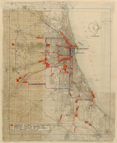 Plan Chicago, Chicago, Illinois, schemat obwodów kolejowych autorstwa Daniel Hudson Burnham