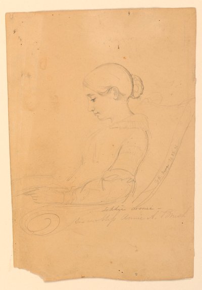 Rysunek, Annie A Brush, siedząca, 22 września 1841 r. autorstwa Daniel Huntington