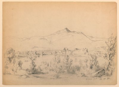 Rysunek, Chocorua Pond and Mountain, New Hampshire, 28 września 1854 r. autorstwa Daniel Huntington