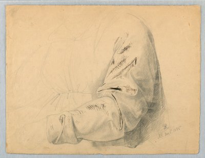 Rysunek, studium draperii gorsetu, 1 grudnia 1845 r. autorstwa Daniel Huntington