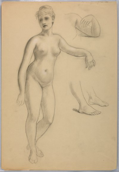 Rysunek, stojący akt kobiecy, wrzesień, 1860-70 autorstwa Daniel Huntington