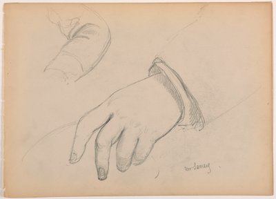 Rysunek, George D. Seney, studium dłoni i ramienia; Verso: lewa stopa, 1881 r. autorstwa Daniel Huntington