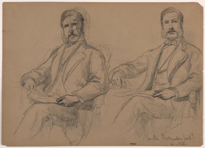 Rysunek, Julius Hallgarten siedzący, dwa studia; Verso: Pan Hunt stojący, 1884 r. autorstwa Daniel Huntington