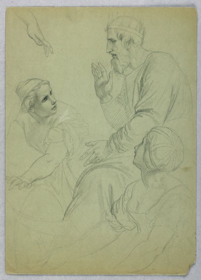 Rysunek Król i dwie kobiety, Separ, ok. 1845 r. autorstwa Daniel Huntington