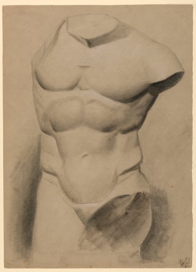 Rysunek męskiego torsu z gipsu, 1840 r. autorstwa Daniel Huntington
