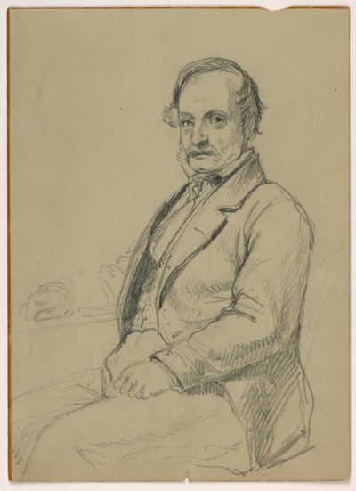 Rysunek przedstawiający siedzącego mężczyznę, ok. 1860 r. autorstwa Daniel Huntington
