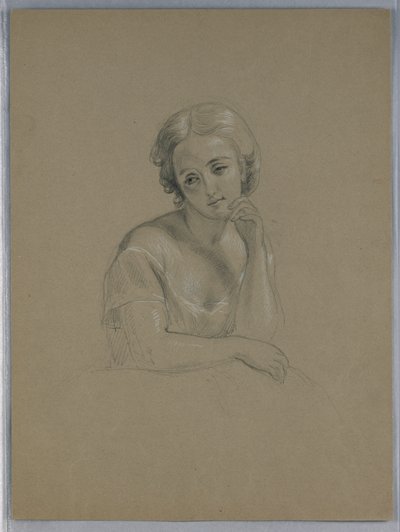 Rysunek, możliwe studium do filmu "Marth, 1860 autorstwa Daniel Huntington