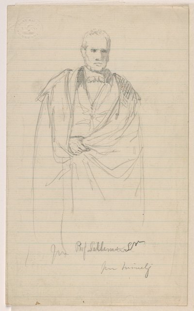Rysunek, Prof. Benjamin Silliman, Sr. Stojący; po lewej: Prof. Benjamin Silliman, Sr. Siedzący, 1858 autorstwa Daniel Huntington