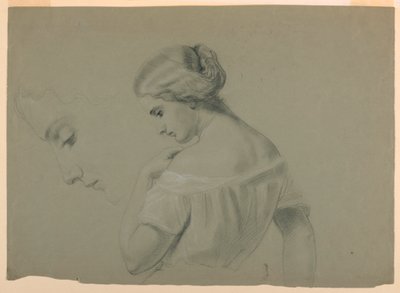 Rysunek, profil głowy kobiety a, 1840-70 autorstwa Daniel Huntington