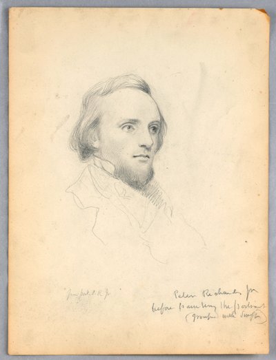 Rysunek, szkic głowy Petera Richardsa do jego portretu, 1849 r. autorstwa Daniel Huntington