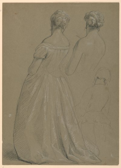 Rysunek, studium do "Przyjęcia u Marthy Washington", 1860 r. autorstwa Daniel Huntington