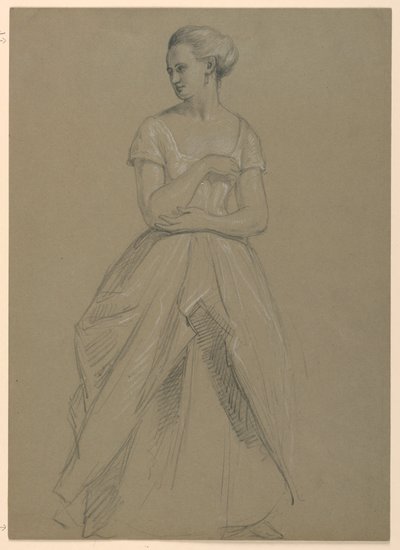 Rysunek, studium do "Przyjęcia u Marthy Washington", 1860 r. autorstwa Daniel Huntington