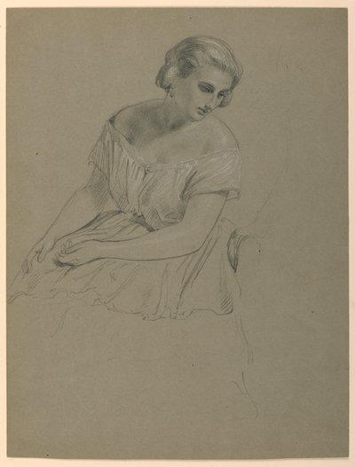 Rysunek, studium do "Przyjęcia u Marthy Washington", 1860 r. autorstwa Daniel Huntington