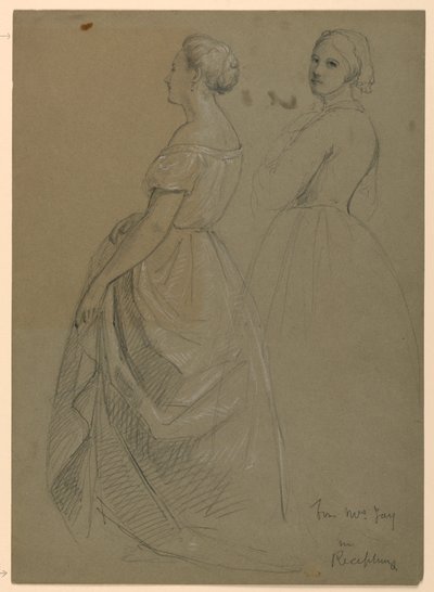 Rysunek, studium do "Przyjęcia u Marthy Washington", 1860 r. autorstwa Daniel Huntington