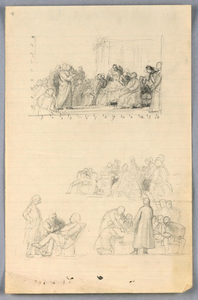 Rysunek, Studium dla "Grupy naukowej", 1858 r. autorstwa Daniel Huntington
