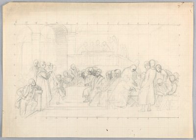 Rysunek, Studium dla "Grupy naukowej", 1858 r. autorstwa Daniel Huntington