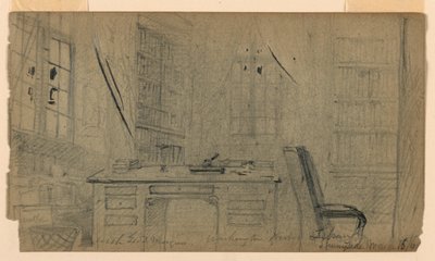 Rysunek, Biblioteka Washingtona Irvinga w Sunnyside, 16 marca 1860 r. autorstwa Daniel Huntington