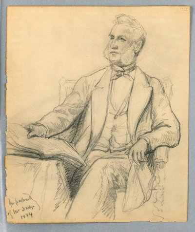 Rysunek, William E. Dodge w pozycji siedzącej, 1884 r. autorstwa Daniel Huntington
