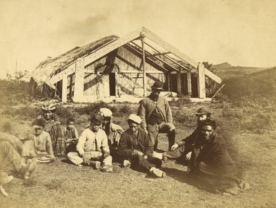 Kuwejt Runanga House, Waiona, Bay of Islands, ok. 1870 (druk albumowy) autorstwa Daniel Louis Mundy