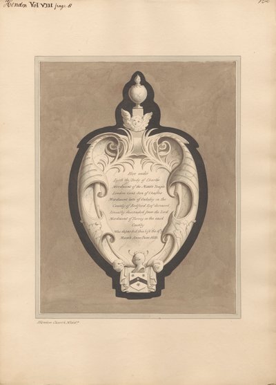 Memorial a Charles Mordaunt de Hendon Churchpolish autorstwa Daniel Lysons