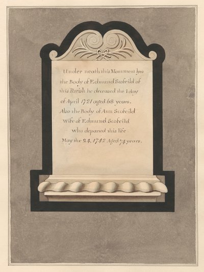 Pomnik Edmunda Scofielda i jego żony Ann z Cowley Church autorstwa Daniel Lysons