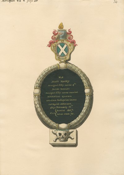 Pomnik Jacoba Hawleya z Brentforth Church autorstwa Daniel Lysons