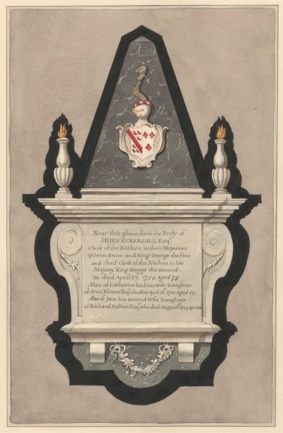 Pomnik Jamesa Eckersalla i jego żony Catherine oraz jego drugiej żony Catherine i jego drugiej żony Jane z Drayton Church autorstwa Daniel Lysons