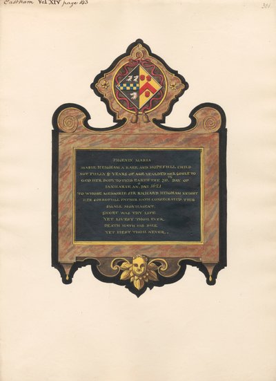 Pomnik Mary Heigham z kościoła East Ham autorstwa Daniel Lysons
