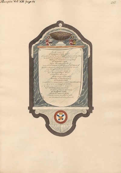 Pomnik Sir Roberta Carra z Hampton Church autorstwa Daniel Lysons