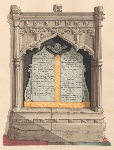 Pomnik Thomasa i Elizabeth Moore oraz ich córki Elizabeth z kościoła Chiselhurst autorstwa Daniel Lysons