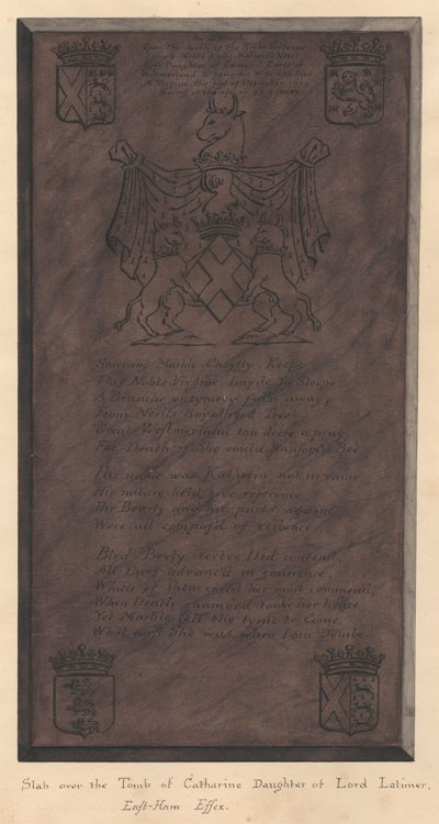 Płyta nad grobowcem Katarzyny Córki Lorda Latimera z kościoła East Ham autorstwa Daniel Lysons