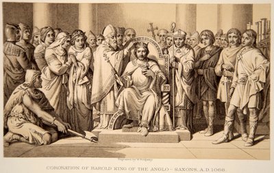 Koronacja Harolda II w 1066 r., ryty W. Ridgeway autorstwa Daniel Maclise