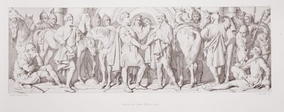 Spotkanie Harolda i księcia Williama, z „Historii podboju normańskiego”, rytowanej przez L. Grunera, 1866 autorstwa Daniel Maclise