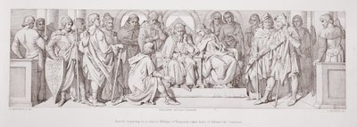Harold, wyruszający z wizytą do Wilhelma z Normandii, opuszcza Edwarda Wyznawcę, z 