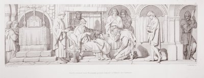 Harold, który wrócił z Normandii, przedstawia się Edwardowi Wyznawcy, z „Historii podboju normańskiego”, rytowanej przez L. Grunera, 1866 autorstwa Daniel Maclise