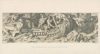 Statek Harolda utknął na wybrzeżu normańskim, na terytorium Guy, hrabiego Ponthieu autorstwa Daniel Maclise