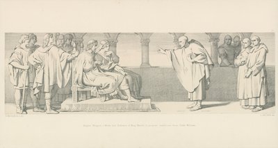 Mnich Hugues Maigrot ma audiencję króla Harolda, aby zaproponować warunki księcia Williama autorstwa Daniel Maclise