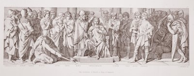 Koronacja Harolda na króla Anglii, z „Historia podboju normańskiego”, rycina L. Grunera, 1866 autorstwa Daniel Maclise