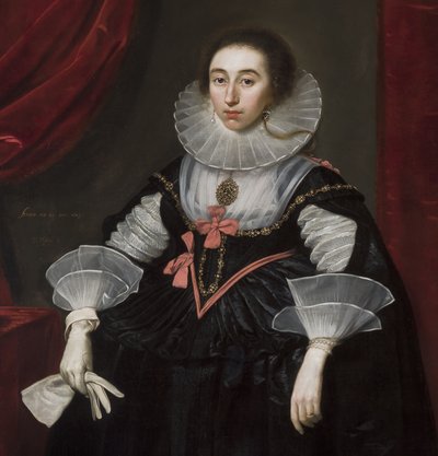 Fragment portretu Elizabeth Cavendish, 1624 autorstwa Daniel Mytens