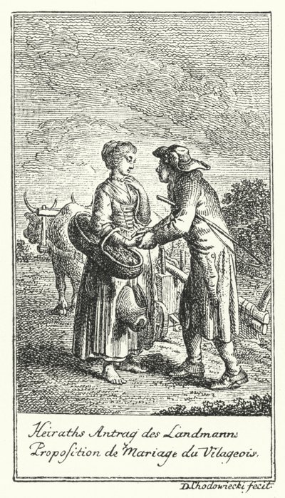 Propozycja Małżeńska Chłopa (rycina) autorstwa Daniel Nikolaus (after) Chodowiecki