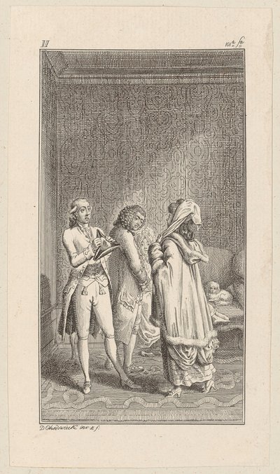 Doktor Flink przed Lady Sophister autorstwa Daniel Nikolaus Chodowiecki