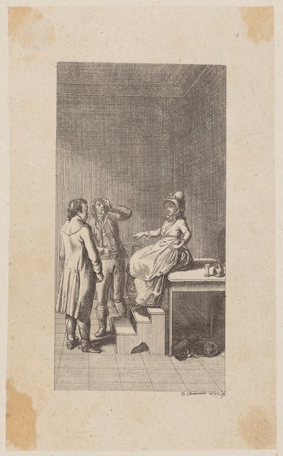 Ilustracja tytułowa do utworu Diderota „Jakub i jego pan”, część pierwsza autorstwa Daniel Nikolaus Chodowiecki
