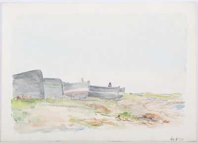 Cobles Fishing, Holy Island, 1895 (ołówek i wc na papierze) autorstwa Daniel Oliver