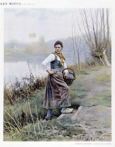 Kobieta wracająca z rzeki – R. Knight, ok. godz. 1905 autorstwa Daniel Ridgway Knight