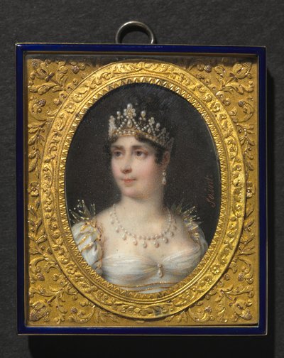 Portret Joséphine de Beauharnais, cesarzowej Francuzów, ok. 1806 (akwarela na kości słoniowej w pozłacanej metalowej i emaliowanej ramie) autorstwa Daniel Saint