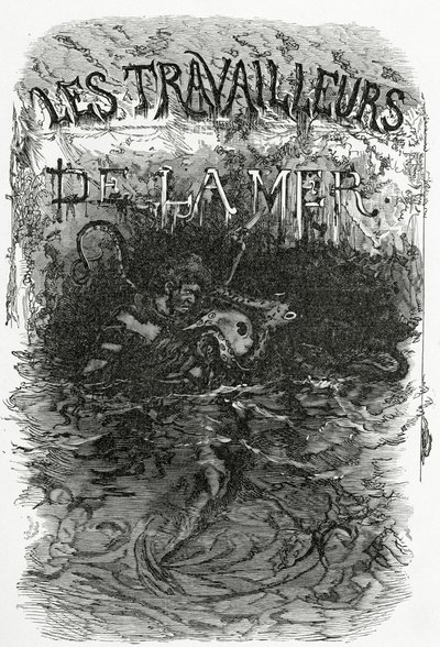 Ilustracja do powieści Les Travailleurs de la Mer, XIX w. (rycina bw) autorstwa Daniel Urrabieta Vierge