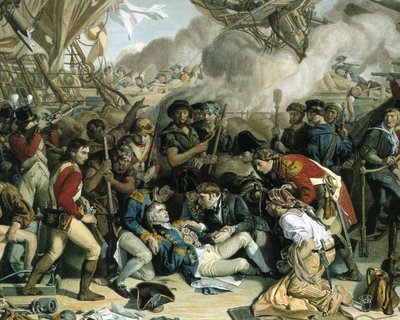 Śmierć Nelsona, detal dolnego pokładu okrętu Victory, 1863-65 autorstwa Daniel after Maclise